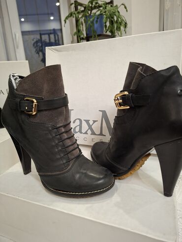 купить очки для зрения с накладками: Женские ботильоны MaxMara. - Материалы: натуральная кожа черного