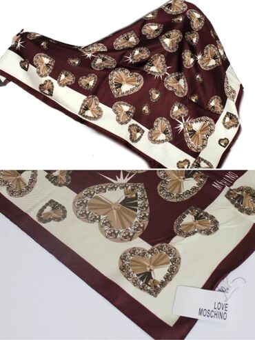 podarok na 8 marta: Новый бордовый платок Moschino, привезен из Италии, шёлк 100%, размер