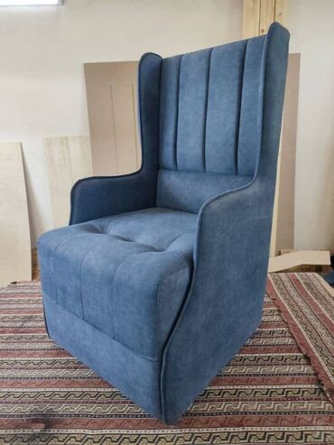 купить кресло кровать в бишкеке: Кресло с высоким «крылатым» подголовником в синем велюре - Тип