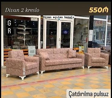 dıvan kreslo: Yeni, Divan, 2 kreslo, Bazalı, Açılan — 1