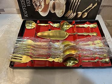 desert qaşığı: Qızılı rəngdə “Kaffeebesteck 15-tlg – Vergoldet” dəst Şık desert/kofe — 1