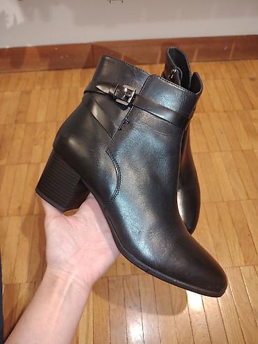 wintro cipele: Crne ženske gležnjače od kože Ug 26,5cm - Materijal: glatka prirodna — 3