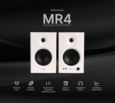 Dinamiklər və kolonkalar: 🎶 Edifier MR4 White studiya monitoru musiqi istehsalı və peşəkar — 2