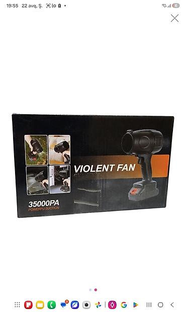 Alətlər: Məhsul: Simsiz hava üfleyici “Violent Fan” - Güc: 35000 Pa (Powerful — 1