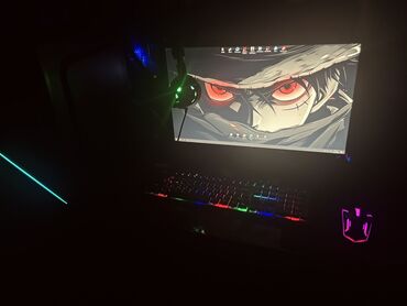 playstation 5 disksiz: Gaming kompüter seti - Masaüstü oyun kompüteri: yan pəncərədən RGB