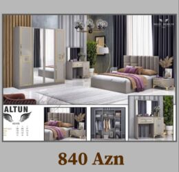 Yataq otağı dəstləri: 2 təknəfərlik çarpayı, Dolab, Tumba, 2 tumba, Azərbaycan, Yeni — 19