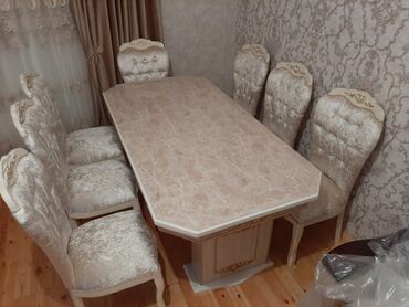maşın çəni: Qonaq otağı üçün, Yeni, Açılmayan, Dördbucaq masa, 6 stul, Azərbaycan