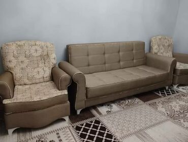 диван и 2 кресла: Прямой диван, Б/у