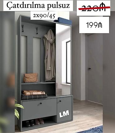 Dəhliz üçün funksional paltar asqısı-dolab dəsti - Ölçü: 2x90/45