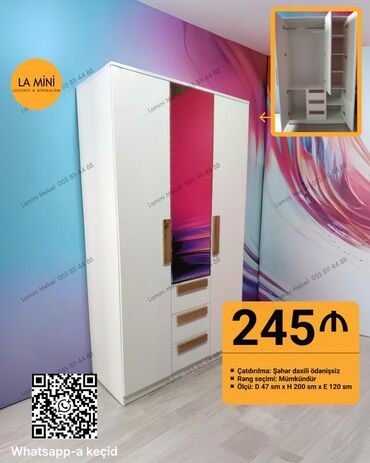 Divanlar: Yeni, Açılan, 3 qapılı Düz dolab, Qarderob, paltar dolabı, Azərbaycan