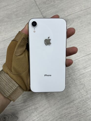 телефон apple: IPhone Xr, Колдонулган, 64 ГБ, Ак, Каптама, 80 %