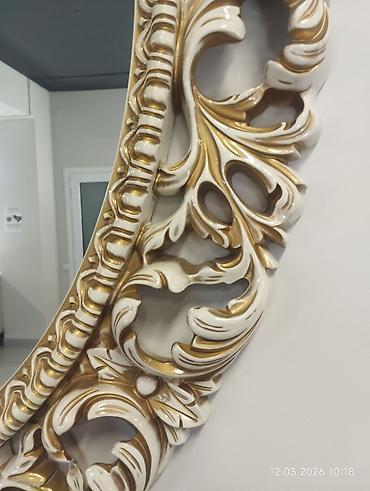 berber mirror second hand: Овальное настенное зеркало в резной раме - Форма: овальная - Рама — 2