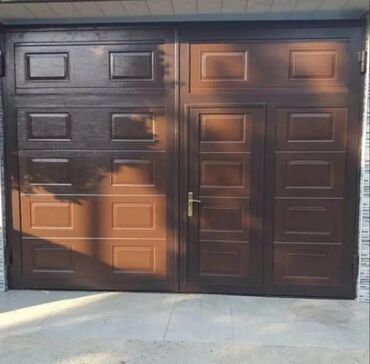 Qaraj darvazaları: Dəmir Qaraj darvazası, Seksional, Avtomatik, rəng - Qəhvəyi, Qapı ilə — 7