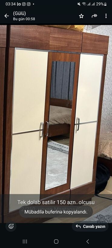 tek dolablar: Tek dolab satilir 150 azn. olcusu 2/210. unvan Maştaga (Gülü)