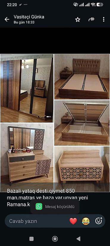 Bazali yataq desti.qiymet 850 man.matras ve baza var.unvan yeni