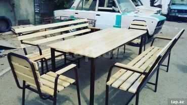 Bağ, çöl masa və oturacaq dəstləri: Yeni, Dördbucaq masa, 4 stul, Açılmayan, Stullar ilə, Taxta, Azərbaycan — 6