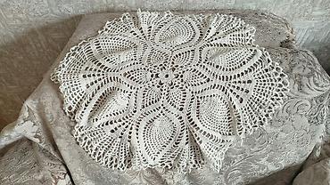Süfrələr: Zərif əl işi toxunma dəstmat (napyornik) - Material: pambıq iplə əl — 1