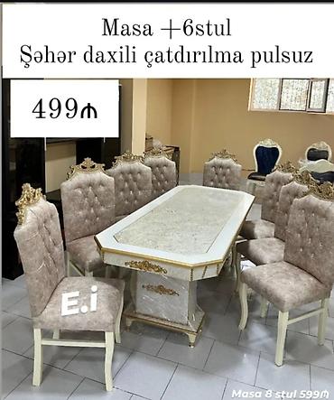 kunc divan ucuz: Qonaq otağı üçün, Yeni, Açılmayan, Dördbucaq masa, 6 stul — 1