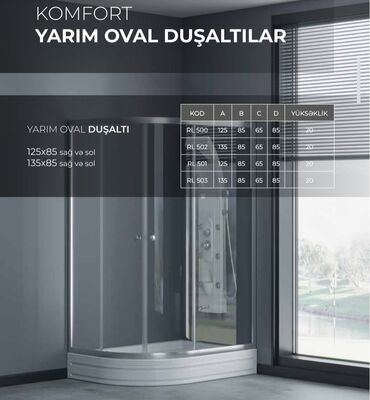 Duş poddonları: Duş kabinələr ara bölmələr hamam mebeləri Moydadırlar dolablar led — 1