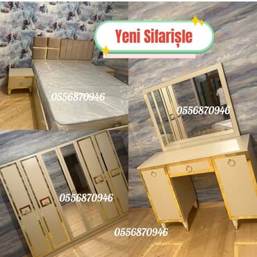 Yataq otağı dəstləri: İkinəfərlik çarpayı, Termo, 2 tumba, Dolab, Azərbaycan, Yeni — 8