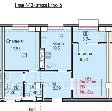 отдых на южном берегу: 2 комнаты, 58 м², Элитка, 7 этаж