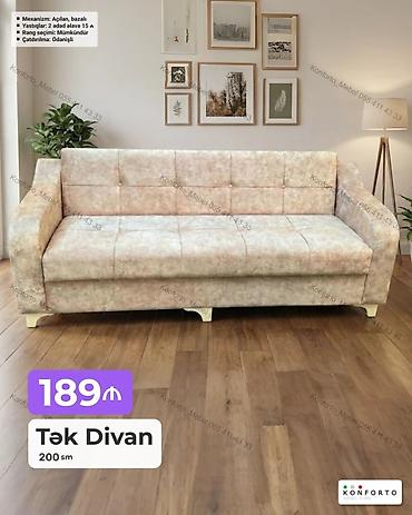 Tək divan – 200 sm - Açılan, bazalı mexanizm: qonaq yatağı funksiyası lalafo.az -da Tək divan – 200 sm - Açılan, bazalı mexanizm: qonaq yatağı funksiyası