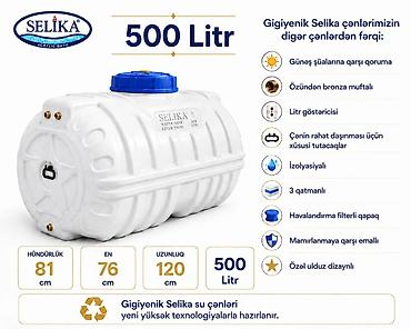 SELİKA 500 litr su çəni Xüsusiyyətlər: - Həcmi: 500 litr - Ölçülər