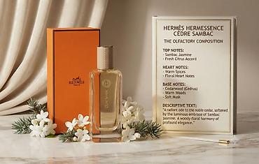 Burada Hermès Hermessence Cèdre Sambac ətrini zərif bir mühitdə