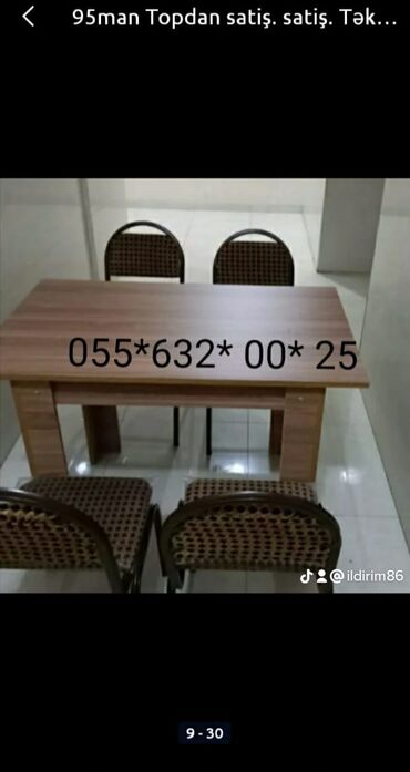 Masa və oturacaq dəstləri: Mətbəx üçün stol stul desti, kuxna üçün masa və oturacaqlar dəstləri — 12