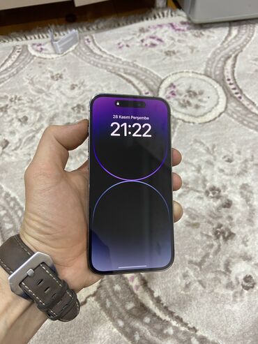 айфон 14 про: IPhone 14 Pro, 128 GB, Deep Purple, Zəmanət, Simsiz şarj, Face ID