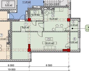 Продажа квартир: 2 комнаты, 65 м², Элитка, 3 этаж, ПСО (под самоотделку)