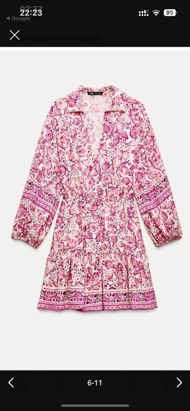 Açıqcalar: Etiketli teze Zara, uzunqol, güllü printli don
M razmer — 22