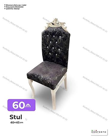 duyu: Klassik üslubda yemək otağı stulu - Ölçü: 40×45 sm - Yumşaq oturacaq — 1