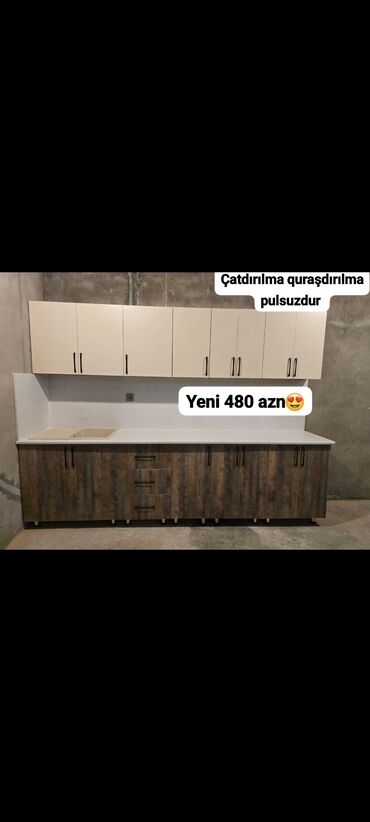 Mətbəx mebeli: 😍 *YENİ Mətbəx Mebeli480₼* *Rezepal hədiyyə* ölçü 2.70 Çatdırılma