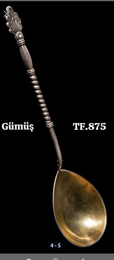 vilka qasiq: Gümüş qaşıq dəsti - Material: 875 əyarlı gümüş (üzəri qızıl suyuna — 3