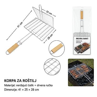 KMT riblji roštilj 2407626 Žičana rešetka/korpa za roštilj u obliku