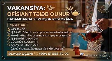 restoran kassiri: Ofisiant tələb olunur, Restoran, 18-29 yaş — 1