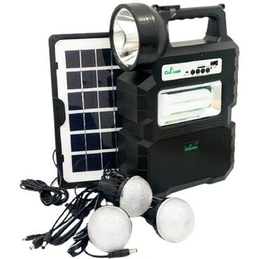 Batareyalı radio və projektor və poverbank birlikdə Radio lampa və