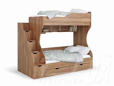 bunk bed: Двухъярусная детская кровать с системой хранения и полками. - — 1