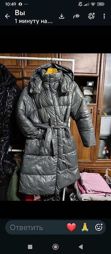 куртки женские большие размеры: Пальто, Осень-весна, Стеганый, По колено, С капюшоном, 4XL — 5