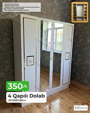 Dolablar: 4 qapılı geyim dolabı - Ölçülər: 47 × 200 × 160 sm - Material: 18 mm — 1