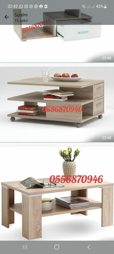 Masalar: Jurnal masası, Yeni, Açılmayan, Laminat, Dördbucaq masa — 5