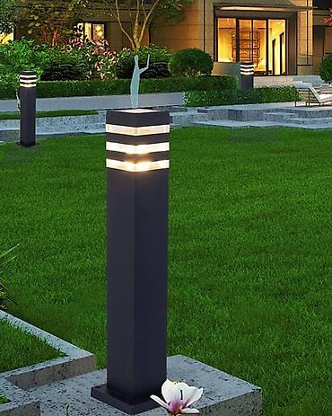 study lamp: Уличный светильник-столбик (боллард) из металла с декоративной — 4