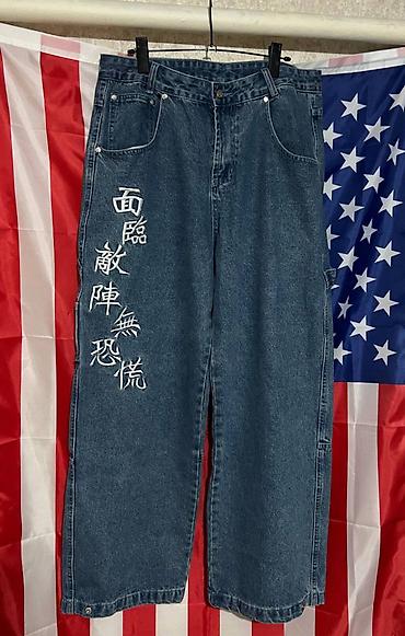bootcut jeans: Джинсы из плотного синего денима с вышивкой - Свободный прямой крой — 2