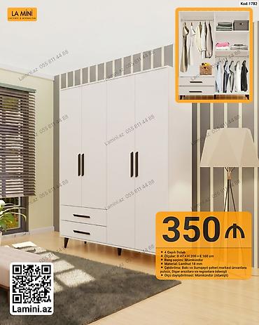 Ev üçün mebel: 4 qapılı dolab - Ölçülər: D 47 × H 200 × E 160 sm - Rəng seçimi — 1