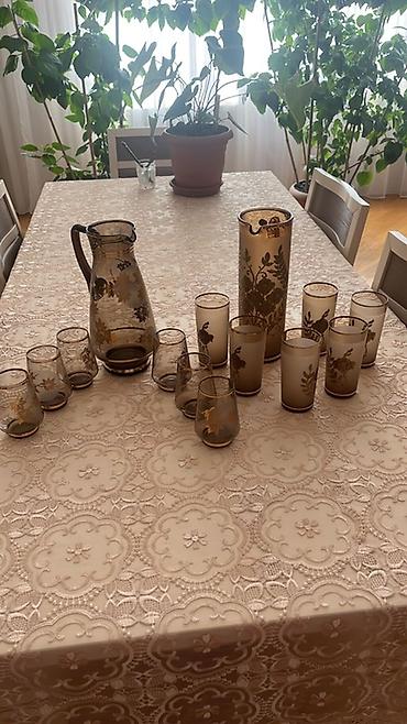 Çay dəsti, rəng - Qızılı, Şüşə
