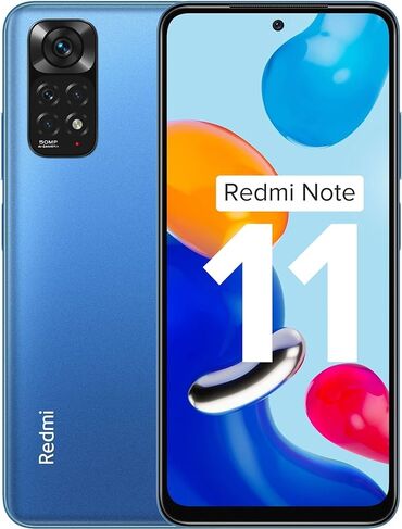 Мобильные телефоны и аксессуары: Xiaomi Redmi Note 11, 128 ГБ, цвет - Синий, 
 Отпечаток пальца, Две SIM карты, Face ID