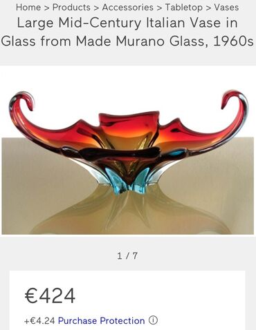 Ostali kućni dekor: Murano velika cinija,rucni rad 60,70te. Velika,retka cinija — 7