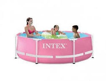 надувный бассейн: Каркасный бассейн Intex, розовый, круглый - Размеры: 244 × 76 см — 3