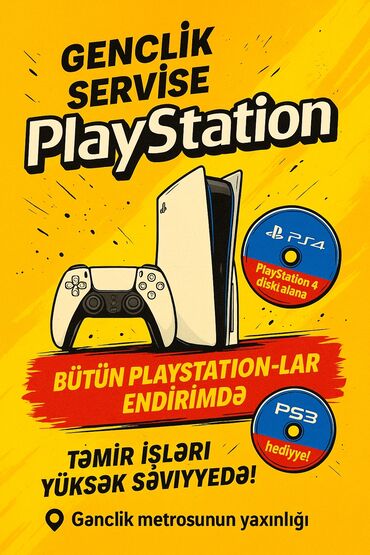 azadliq heykeli 5: Gənclik Servisində PlayStation oyun konsollarının təmiri yüksək